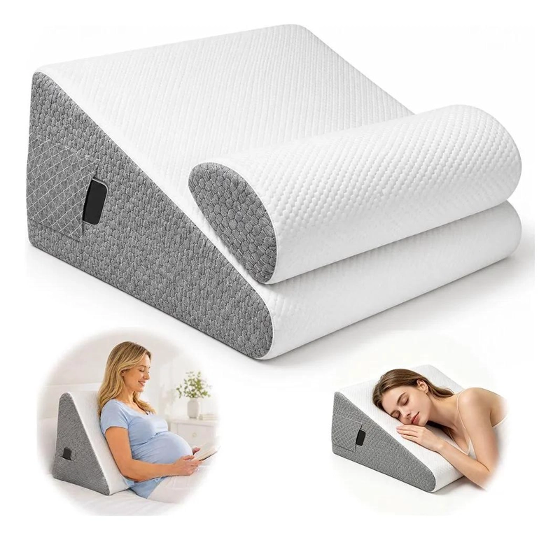 ALMOHADA CUÑA TRIANGULAR DE ESPUMA VISCOELASTICA CON COJIN MEDIA LUNA PARA APOYO - 1
