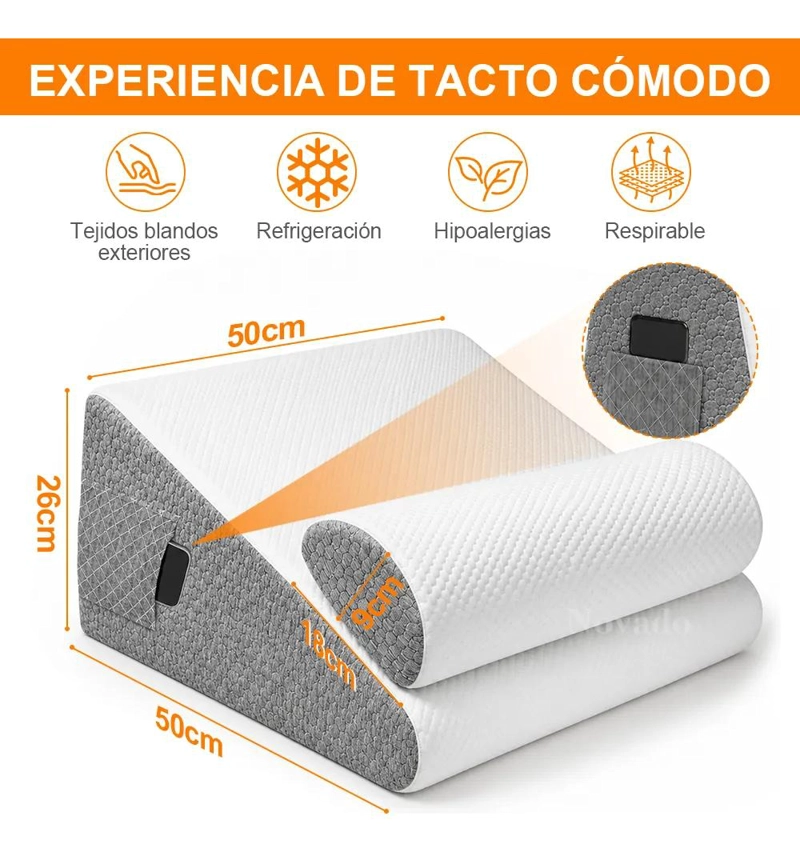 ALMOHADA CUÑA TRIANGULAR DE ESPUMA VISCOELASTICA CON COJIN MEDIA LUNA PARA APOYO - 3