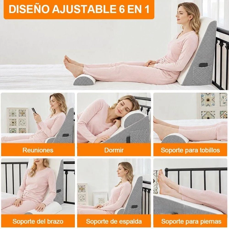 ALMOHADA CUÑA TRIANGULAR DE ESPUMA VISCOELASTICA CON COJIN MEDIA LUNA PARA APOYO - 5