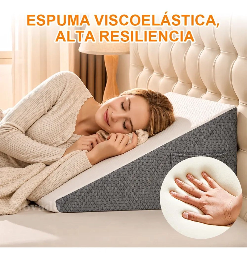 ALMOHADA CUÑA TRIANGULAR DE ESPUMA VISCOELASTICA CON COJIN MEDIA LUNA PARA APOYO - 8