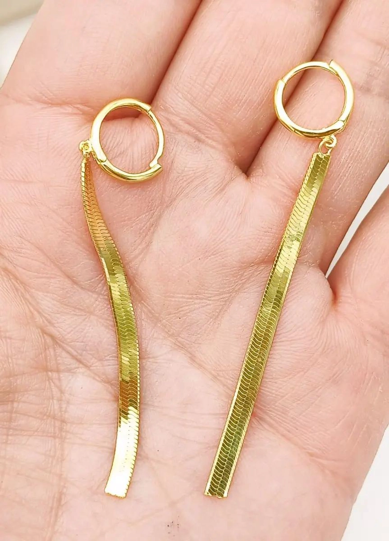 AROS LARGOS HUGGIES DE PLATA 925 CON TEJIDO DE SERPIENTE - 4