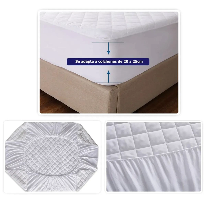CUBRE COLCHON IMPERMEABLE 2 PLAZAS Y FUNDAS ALMOHADAS - 4