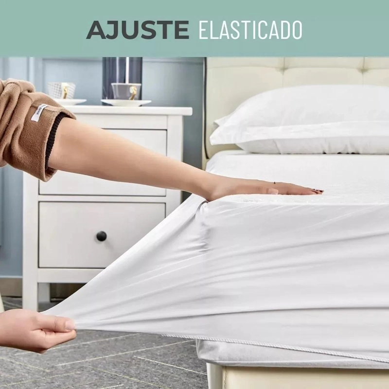 CUBRE COLCHON IMPERMEABLE 2 PLAZAS Y FUNDAS ALMOHADAS - 5