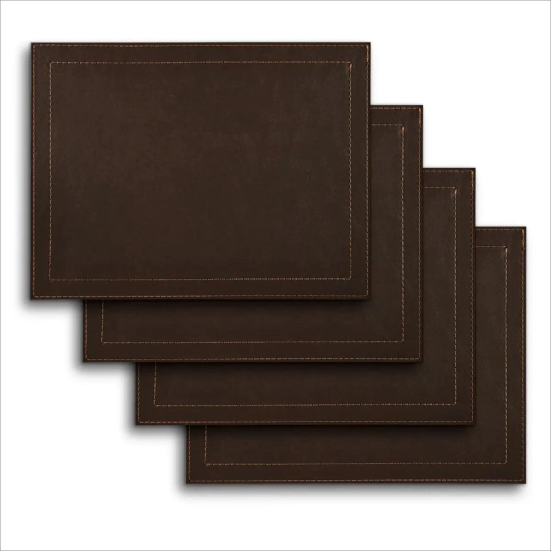 SET DE 6 INDIVIDUALES DE MESA EN ECOCUERO CAFE  42X32 CM - 7