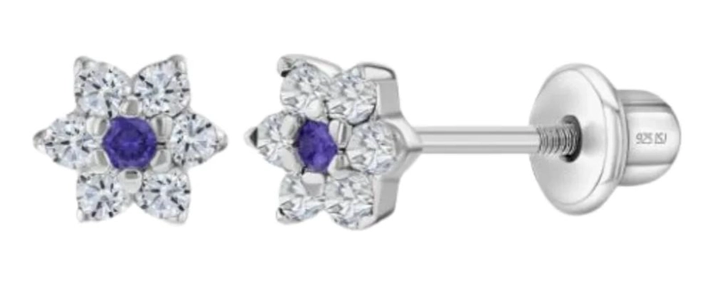 AROS DE PLATA 925 CON DISEÑO FLORAL Y CIRCONES ROSADOS - 5