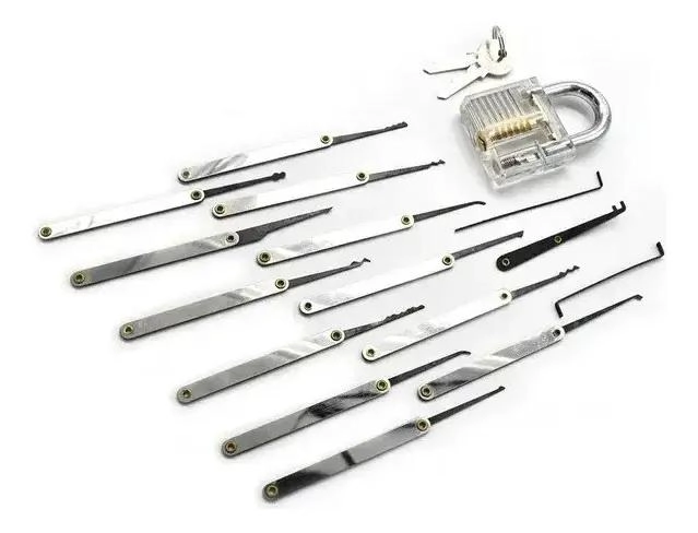 KIT DE 19 HERRAMIENTAS PARA CERRAJERIA Y CANDADO GRANDE - 3