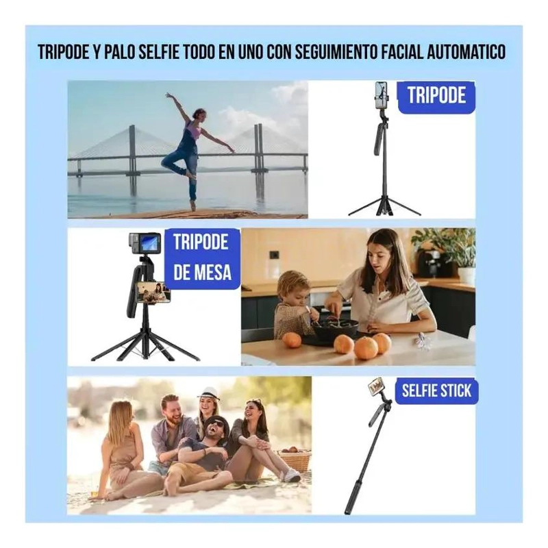 TRIPODE INTELIGENTE CON SEGUIMIENTO FACIAL 360° PARA CELULAR - 9