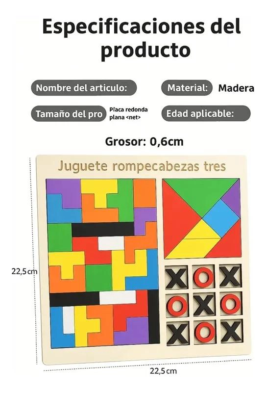 JUEGO DE MADERA 3 EN 1 PARA ESTIMULACION COGNITIVA - 5