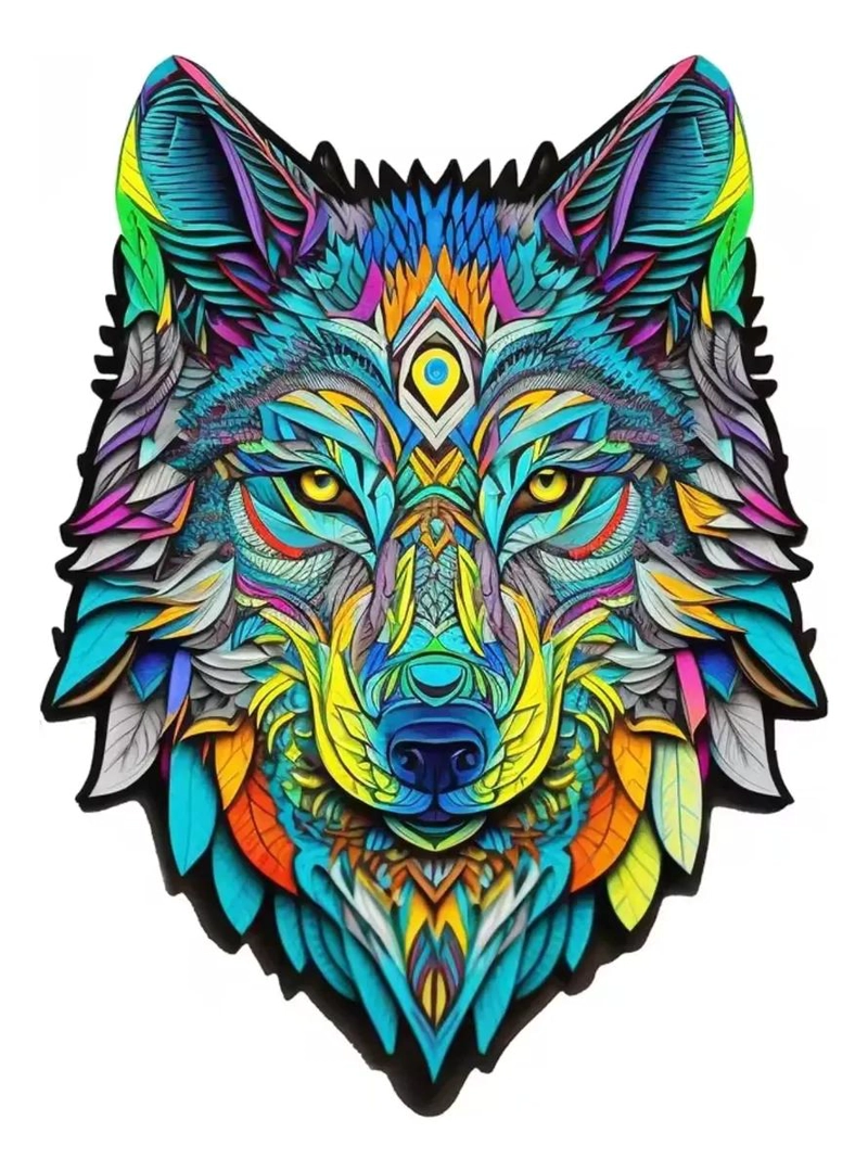 PUZZLE DE MADERA CON DISEÑO DE LOBO PARA DESAFIOS CREATIVOS - 1