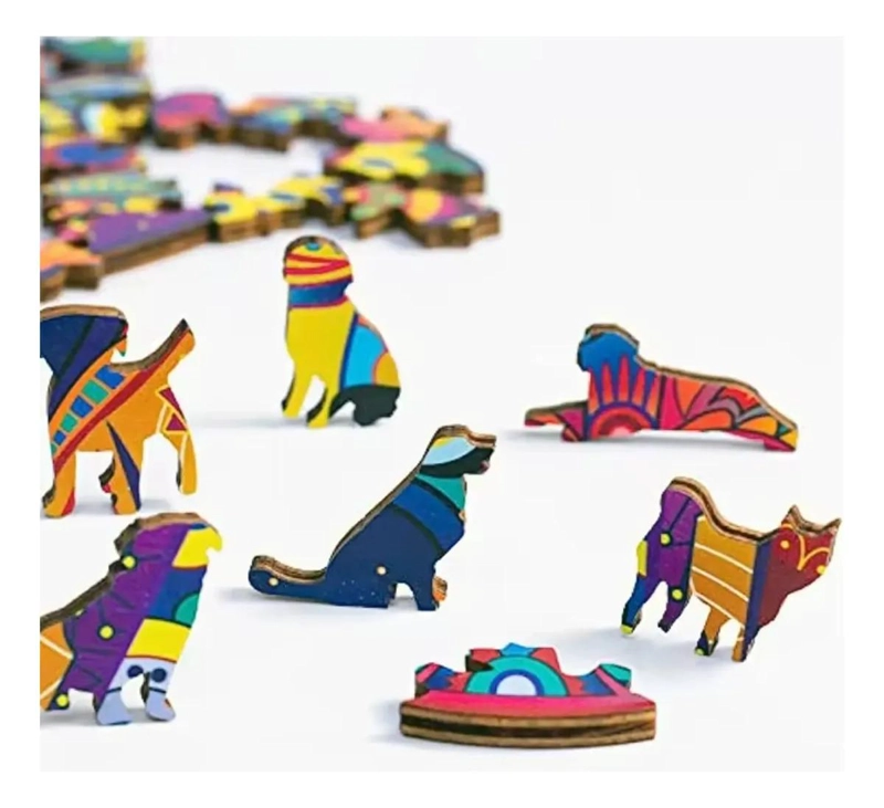 PUZZLE DE MADERA CON DISEÑO DE LOBO PARA DESAFIOS CREATIVOS - 3