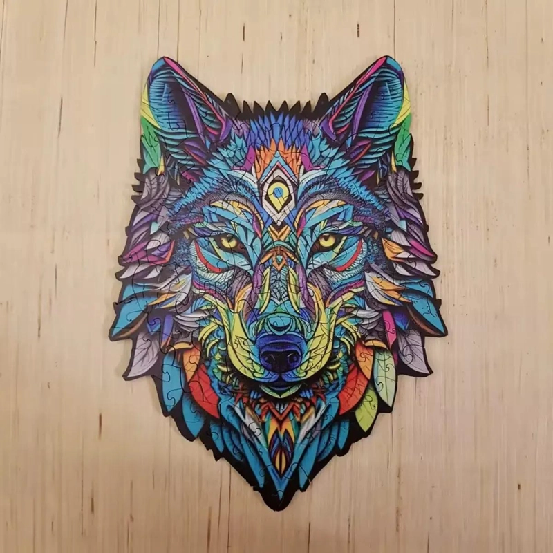 PUZZLE DE MADERA CON DISEÑO DE LOBO PARA DESAFIOS CREATIVOS - 5