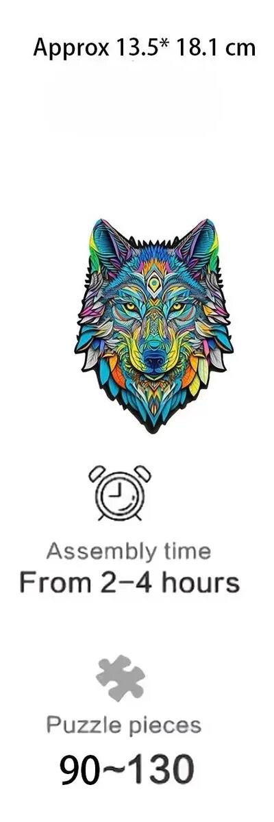 PUZZLE DE MADERA CON DISEÑO DE LOBO PARA DESAFIOS CREATIVOS - 6