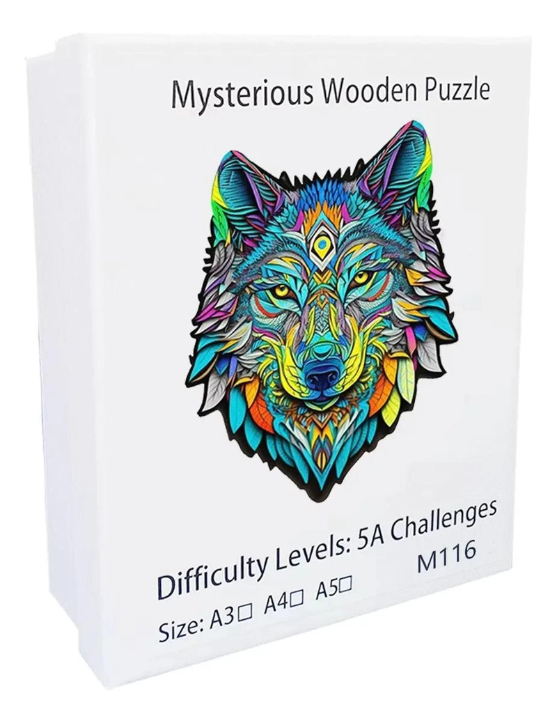 PUZZLE DE MADERA CON DISEÑO DE LOBO PARA DESAFIOS CREATIVOS - 7