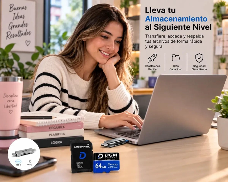 KIT DE MEMORIA MICRO SDXC 64GB CON ADAPTADOR Y LECTOR - 5