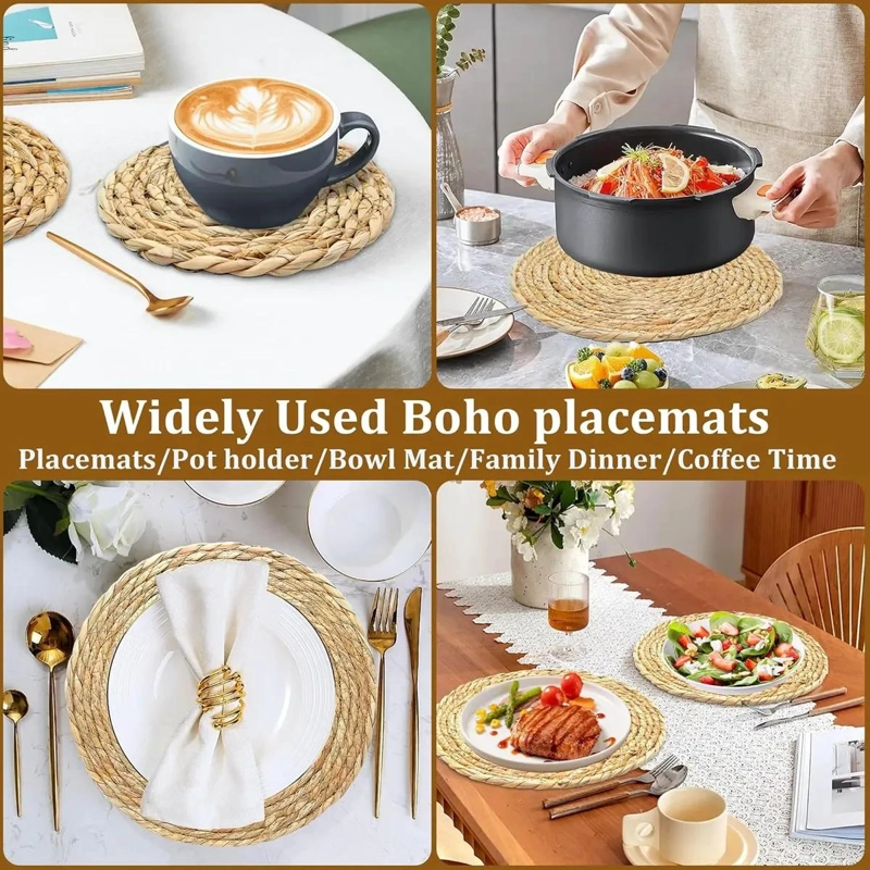 SET DE 12 MANTELES INDIVIDUALES DE YUTE NATURAL PARA MESA - 6