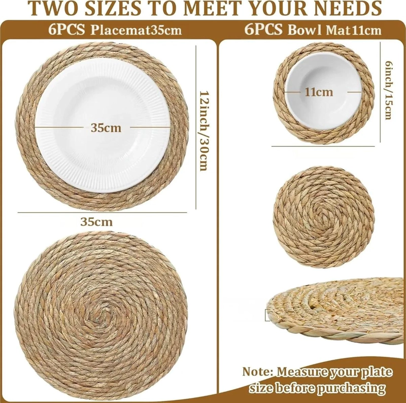 SET DE 12 MANTELES INDIVIDUALES DE YUTE NATURAL PARA MESA - 7