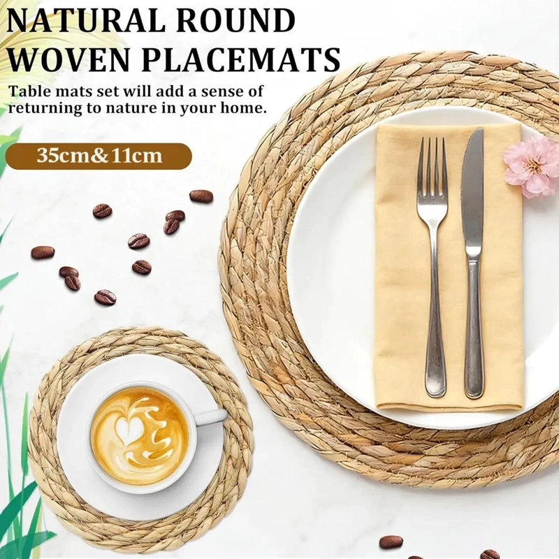 SET DE 12 MANTELES INDIVIDUALES DE YUTE NATURAL PARA MESA - 8