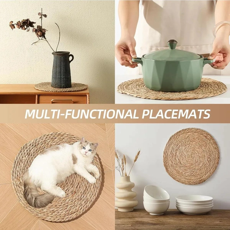 SET DE 12 MANTELES INDIVIDUALES DE YUTE NATURAL PARA MESA - 9