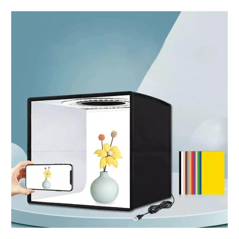 CAJA DE LUZ PORTATIL PARA FOTOGRAFIA 30X30CM CON FONDOS - 2