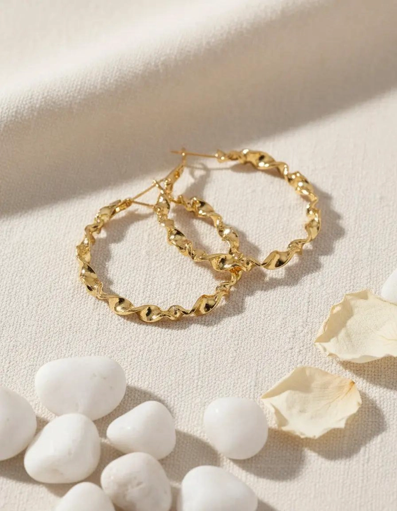 AROS ARGOLLAS ENCHAPADOS EN ORO DE 14 KTES DE 4 CM - 1
