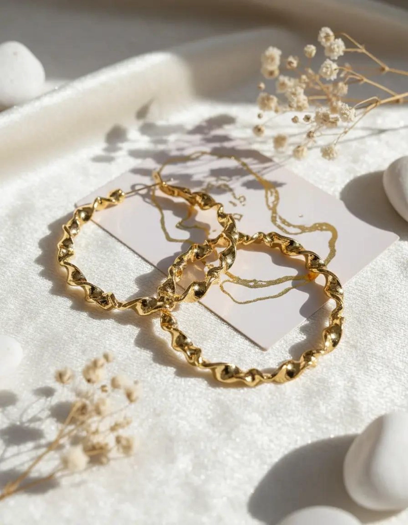 AROS ARGOLLAS ENCHAPADOS EN ORO DE 14 KTES DE 4 CM - 2