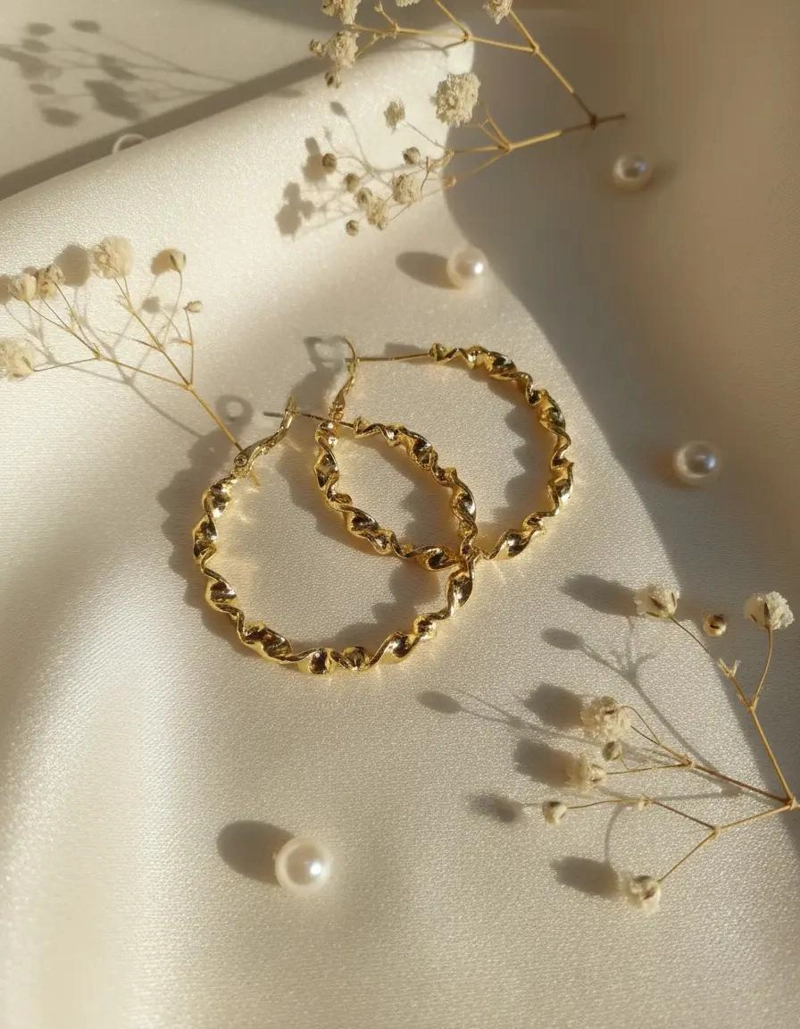 AROS ARGOLLAS ENCHAPADOS EN ORO DE 14 KTES DE 4 CM - 3