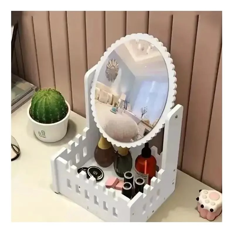 ORGANIZADOR DE MAQUILLAJE CON ESPEJO OVALADO Y COMPARTIMENTOS - 6