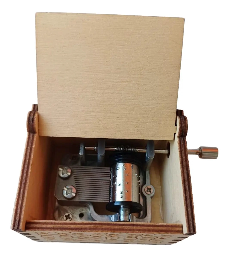 CAJA MUSICAL DE MADERA CON MANIVELA Y MELODIA TRADICIONAL - 1