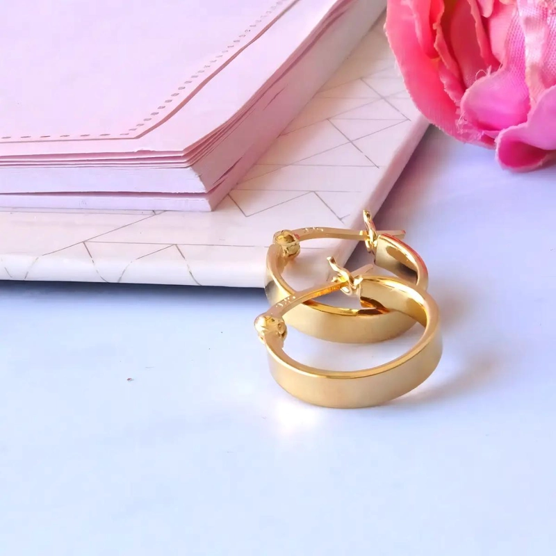ARGOLLAS DE PLATA 925 BAÑADAS EN ORO 18K DE 15MM - 2