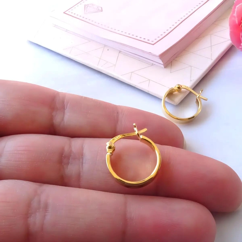 ARGOLLAS DE PLATA 925 BAÑADAS EN ORO 18K DE 15MM - 3