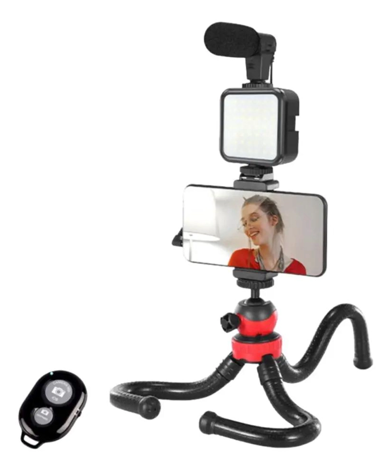 TRIPODE FLEXIBLE CON LUZ Y MICROFONO PARA SMARTPHONE - 1