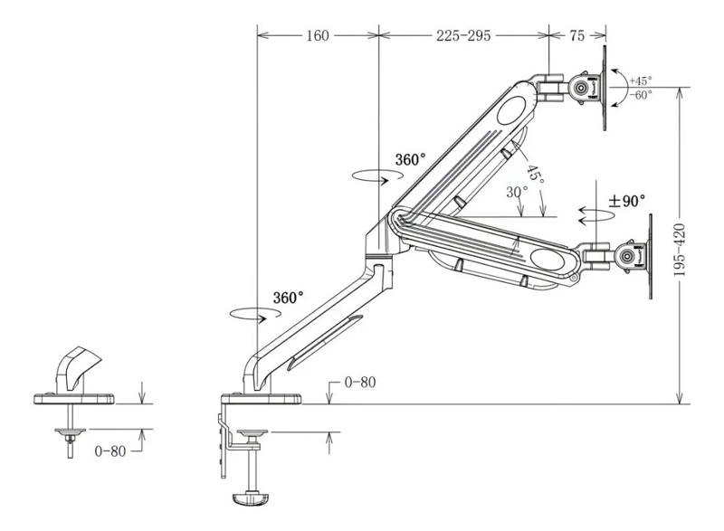 SOPORTE DE MESA PARA MONITOR AJUSTABLE DE 17 A 30 PULGADAS - 6
