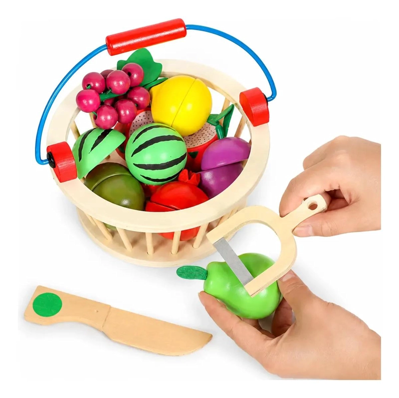 SET DE JUGUETE DIDACTICO DE MADERA CON FRUTAS PARA NIÑOS - 2
