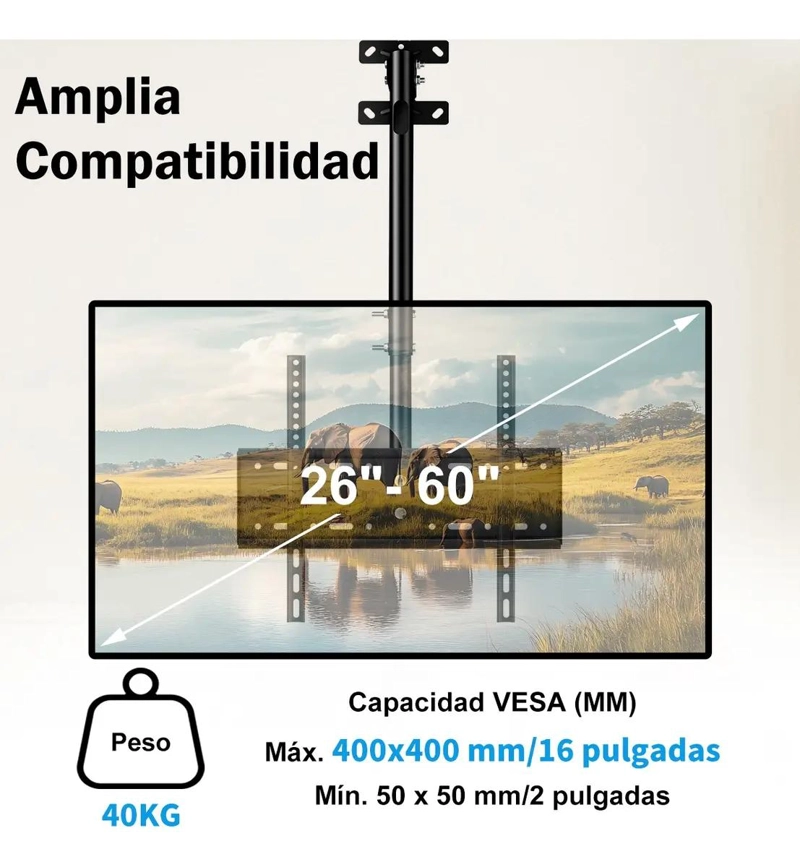 SOPORTE DE TECHO PARA TV AJUSTABLE DE 26 A 60 PULGADAS - 5