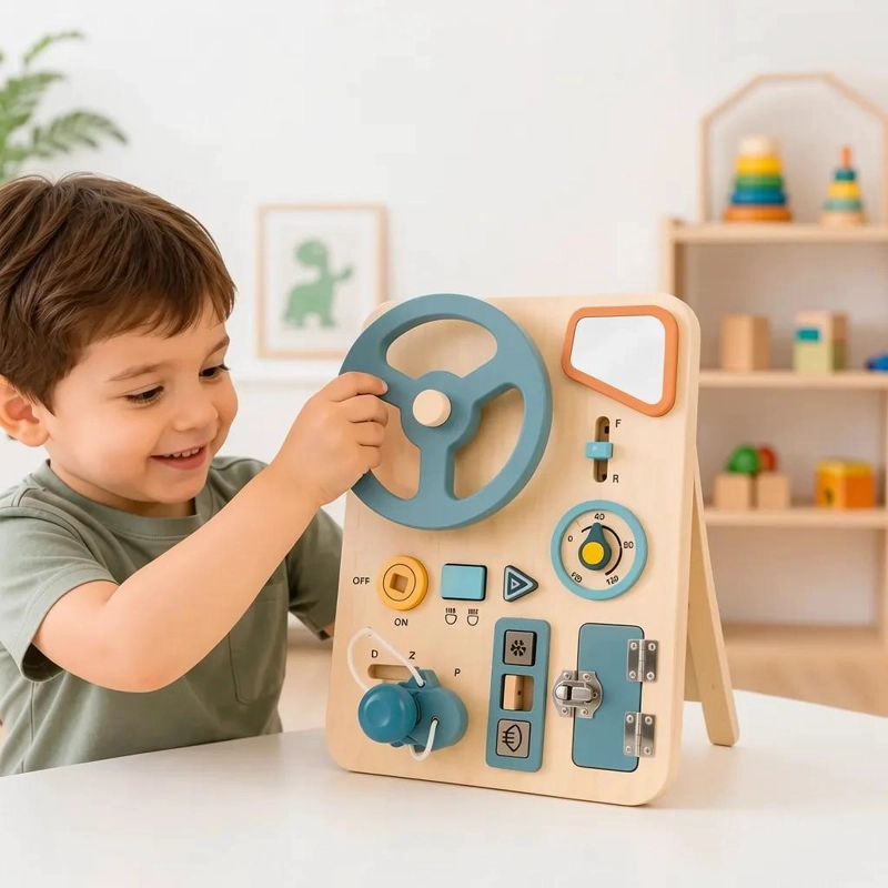 TABLERO SENSORIAL DE MADERA PARA DESARROLLO INFANTIL - 1