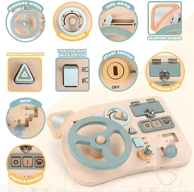 TABLERO SENSORIAL DE MADERA PARA DESARROLLO INFANTIL - 6