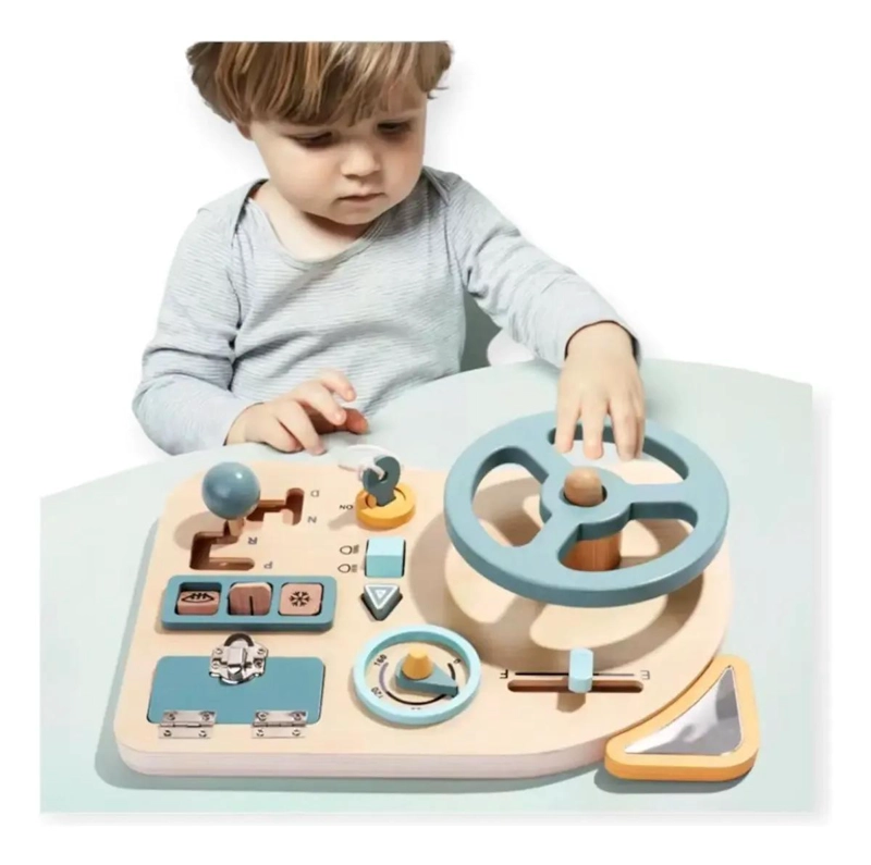 TABLERO SENSORIAL DE MADERA PARA DESARROLLO INFANTIL - 8