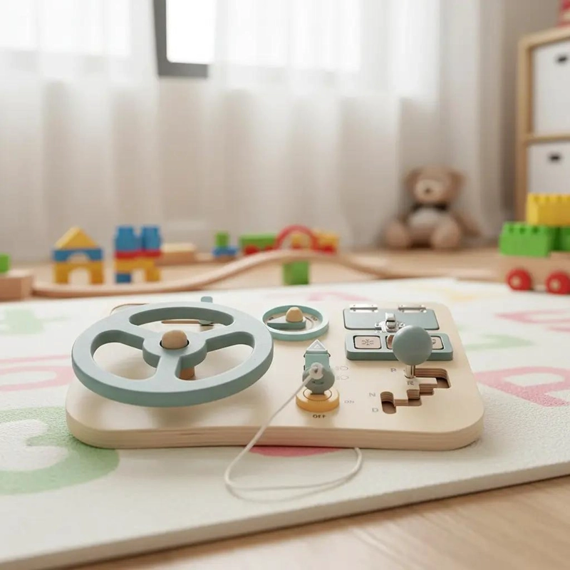 TABLERO SENSORIAL DE MADERA PARA DESARROLLO INFANTIL - 9