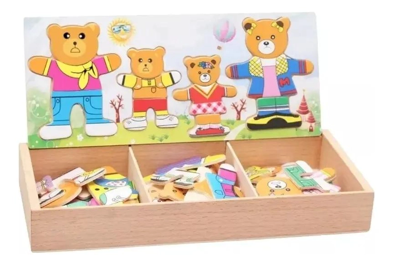 ROMPECABEZAS DE MADERA CON OSOS Y ROPA INTERCAMBIABLE - 7