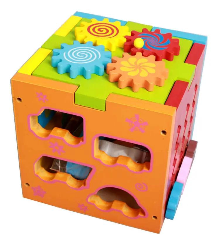 CUBO GIRATORIO DIDACTICO DE MADERA PARA NIÑOS - 1
