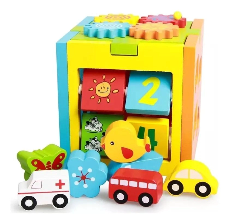 CUBO GIRATORIO DIDACTICO DE MADERA PARA NIÑOS - 3