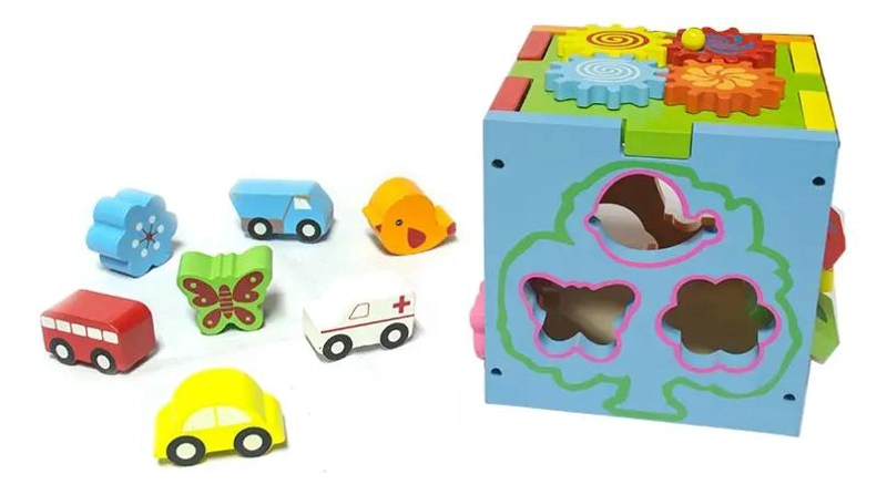 CUBO GIRATORIO DIDACTICO DE MADERA PARA NIÑOS - 4