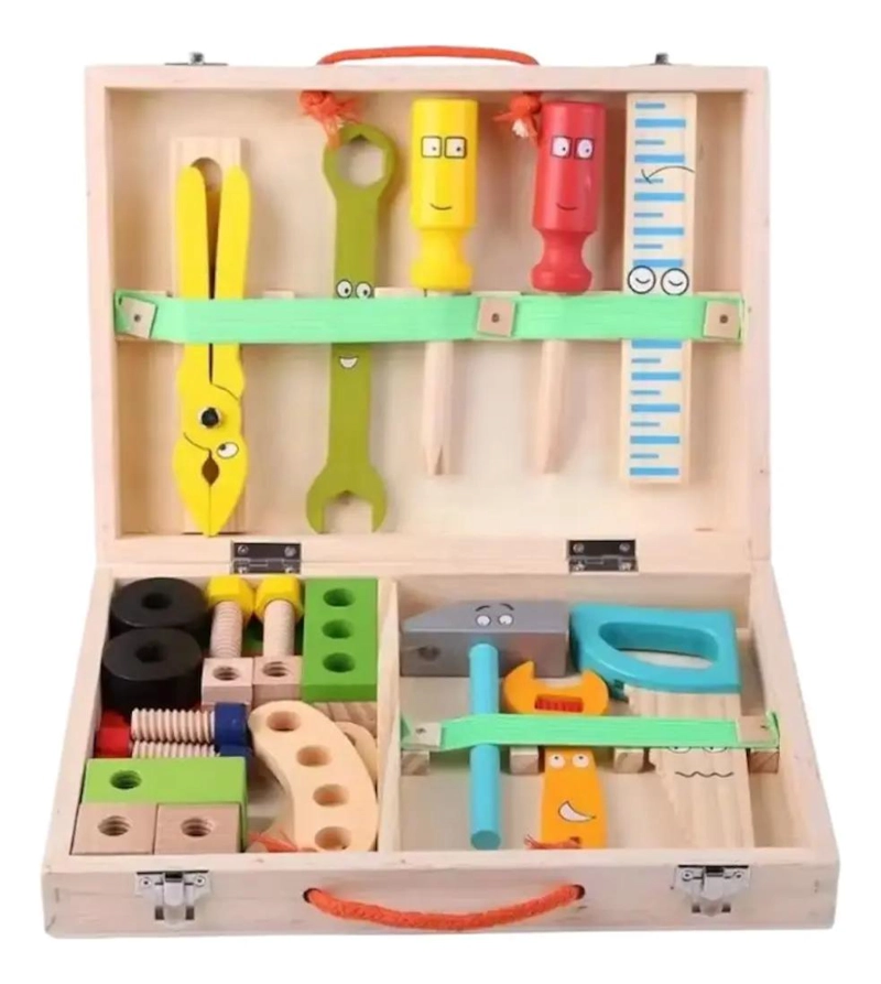 CAJA DE HERRAMIENTAS DE MADERA MONTESSORI PARA NIÑOS CREATIVOS - 2
