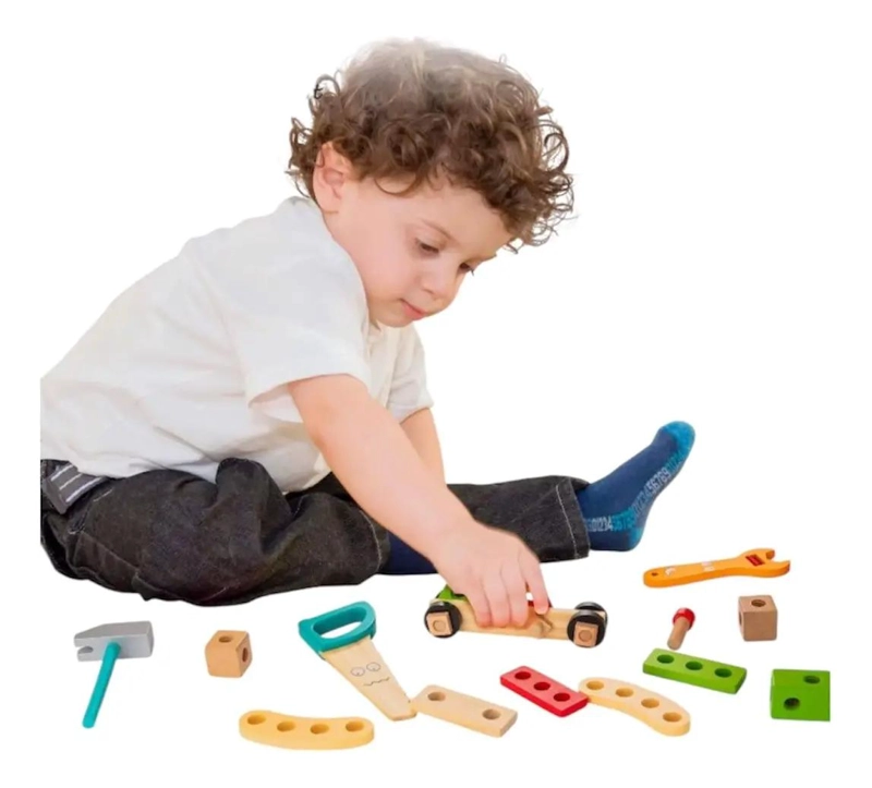 CAJA DE HERRAMIENTAS DE MADERA MONTESSORI PARA NIÑOS CREATIVOS - 8