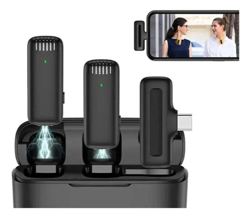 MICROFONO INALAMBRICO DOBLE CON ESTUCHE Y USB-C - 1