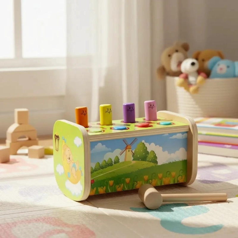 BANCO DE MARTILLO DIDACTICO DE MADERA PARA NIÑOS - 1