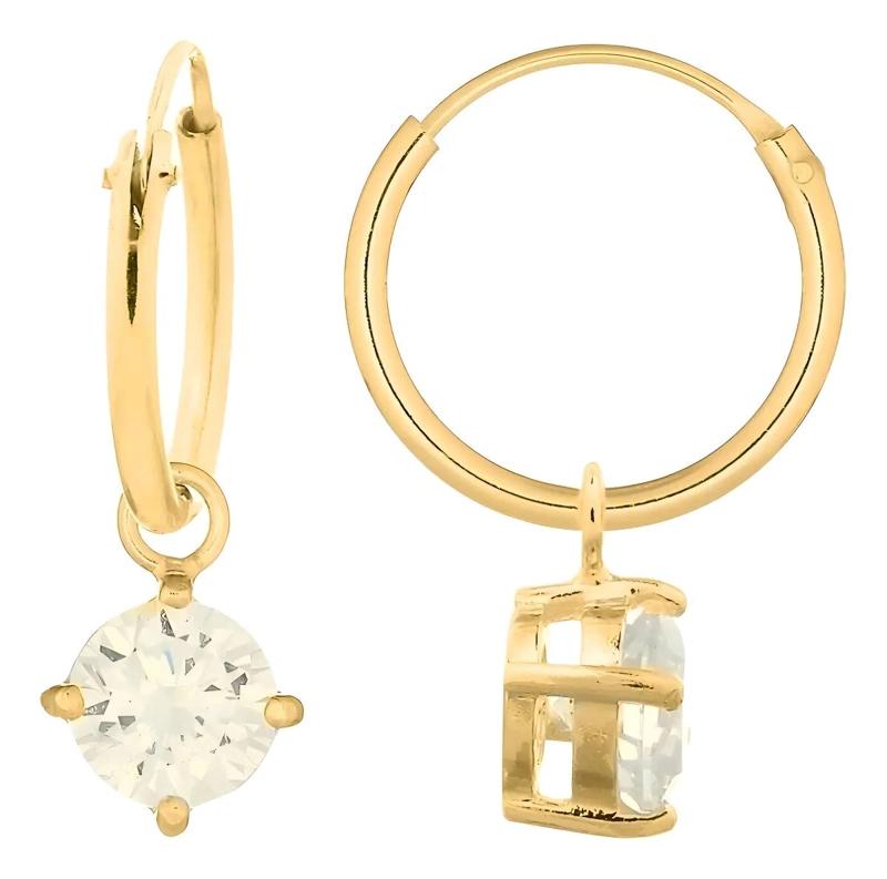 AROS DE PLATA 925 BAÑADOS EN ORO CON PIEDRAS DE CIRCON - 1