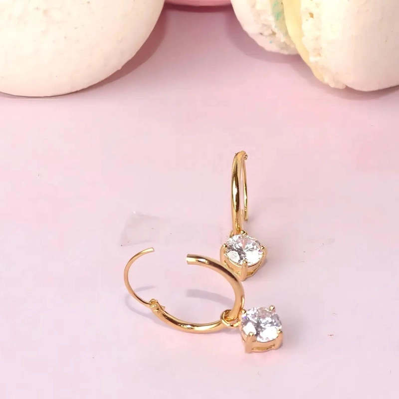 AROS DE PLATA 925 BAÑADOS EN ORO CON PIEDRAS DE CIRCON - 3