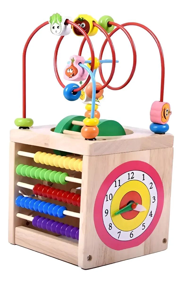 CUBO DE ACTIVIDAD MONTESSORI 6 EN 1 CON LABERINTO EDUCATIVO - 1