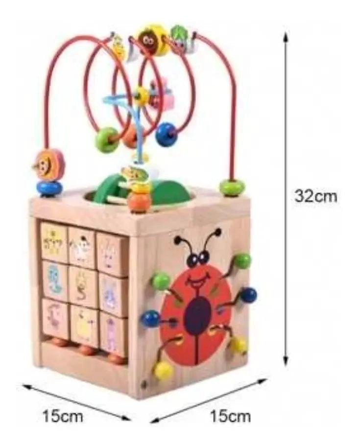 CUBO DE ACTIVIDAD MONTESSORI 6 EN 1 CON LABERINTO EDUCATIVO - 10